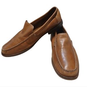J & M Men's Tan Leather Slip-On Loafers size 9.5